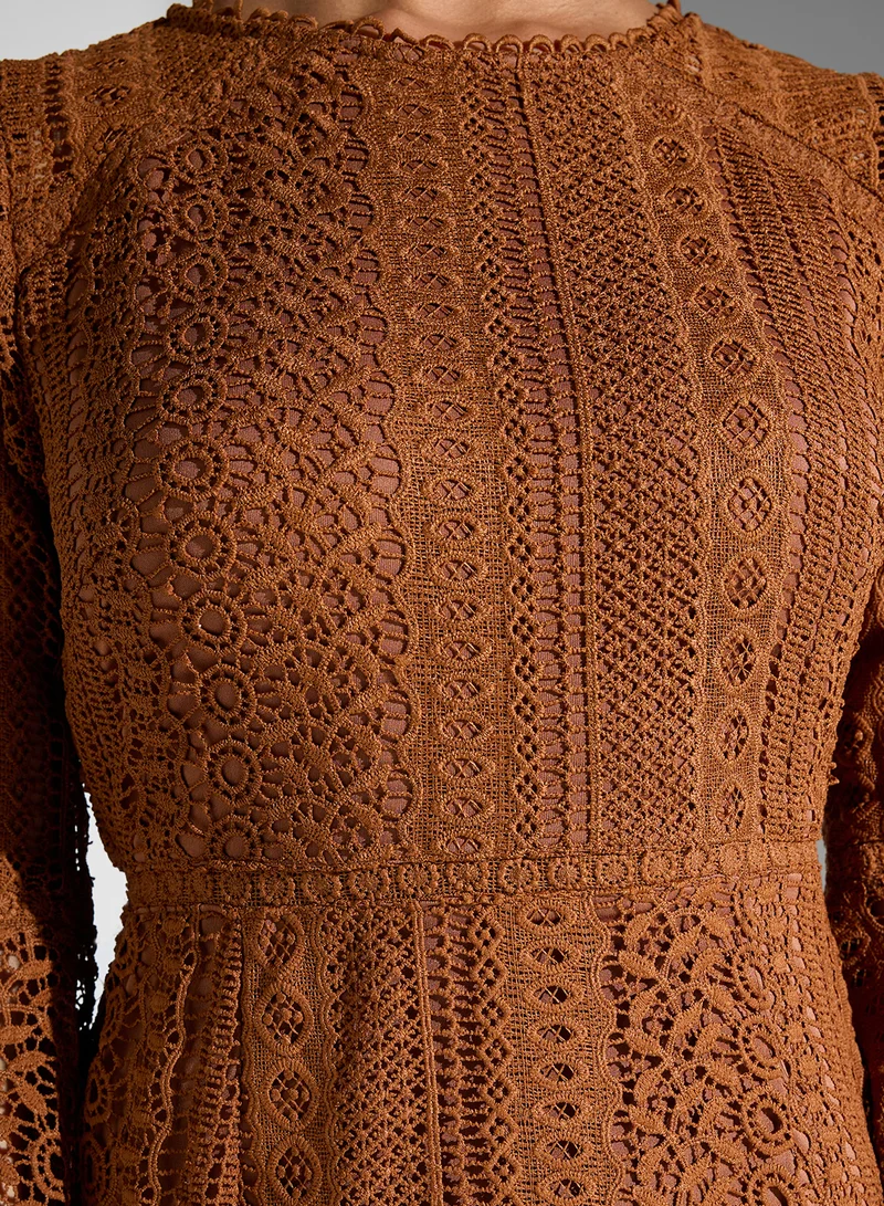 Just Me Lace Ruffle Hem Dress