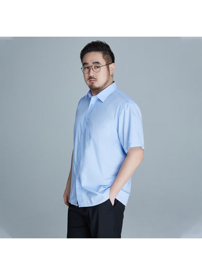 Ayoupang Ayou Pang Plus Size Wrinkle-free Anti-wrinkle Formal Short-sleeve Shirt Men Loose Wrinkle-free Solid Color Business Casual Elastic Big White Shirt - Image 1