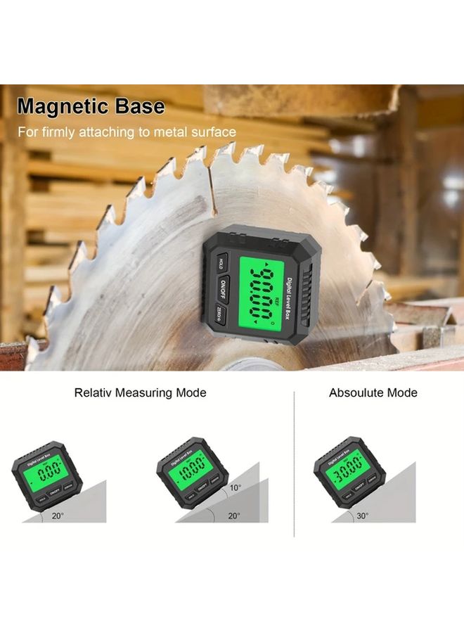Black Digital Protractor 360 Degree Angle Finder Magnetic Base 0.01 Accuracy - Image 1