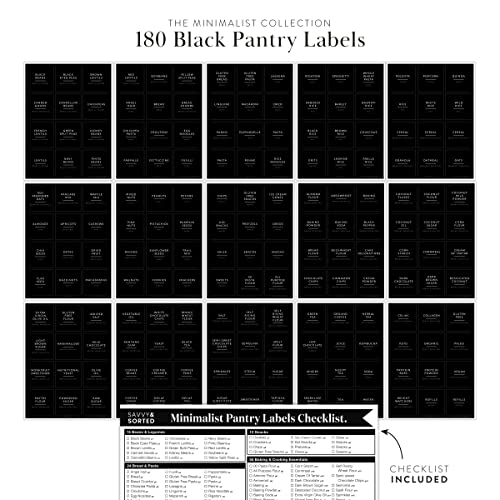 SAVVY & SORTED Black Labels for Containers, 180 Kitchen Labels for Food Storage Container, Pantry Labels for Food Storage, Organize Pantry Essentials Canister Label - Image 5