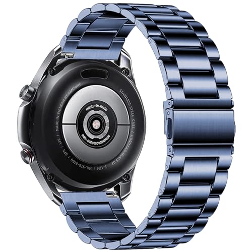 DEALELE Bands Compatible with Samsung Galaxy Watch 46mm / Galaxy 3 45mm, 22mm Stainless Steel Metal Replacement Strap for Huawei Wacth GT5 / GT5 Pro / 4/4 Pro / GT4 / 3/3 Pro / GT3 46mm (Blue) - Image 2