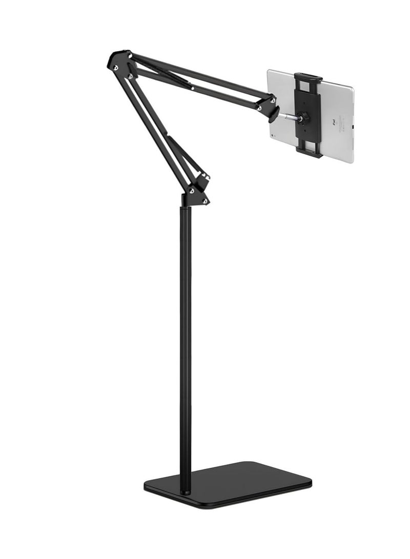 Adjustable Tablet Floor Stand Holder – Swivel Boom Arm Overhead Mount for iPad 12.9/9.7, iPhone, and Smartphones (4.7"–12.9") - Image 1