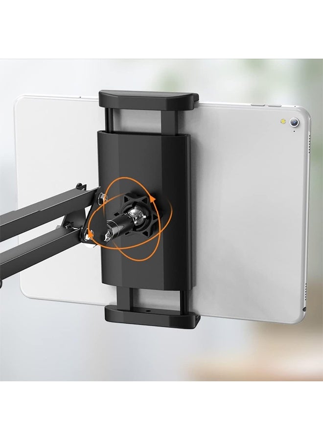 Adjustable Tablet Floor Stand Holder – Swivel Boom Arm Overhead Mount for iPad 12.9/9.7, iPhone, and Smartphones (4.7"–12.9") - Image 3