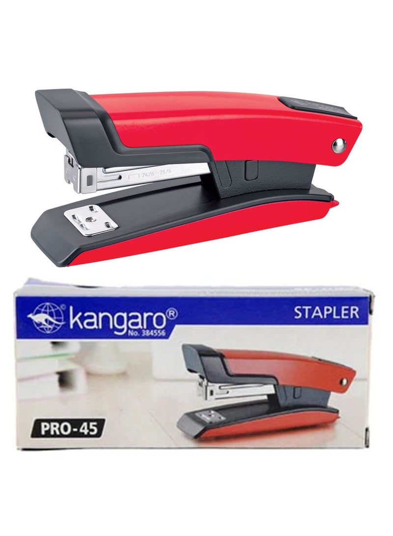 Kangaro مُدبِّس معدني مكتبي برو-45 قطعة واحدة بسعة 30 ورقة باللون الأحمر - Image 1