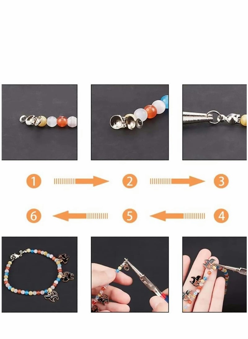 KASTWAVE Bead Tips Knot Covers, 1400 Pcs Clamshell Crimp Beads Set Jewelry Making for Covers Fold-Over DIY Bracelets Necklaces, Multicolor - Image 5