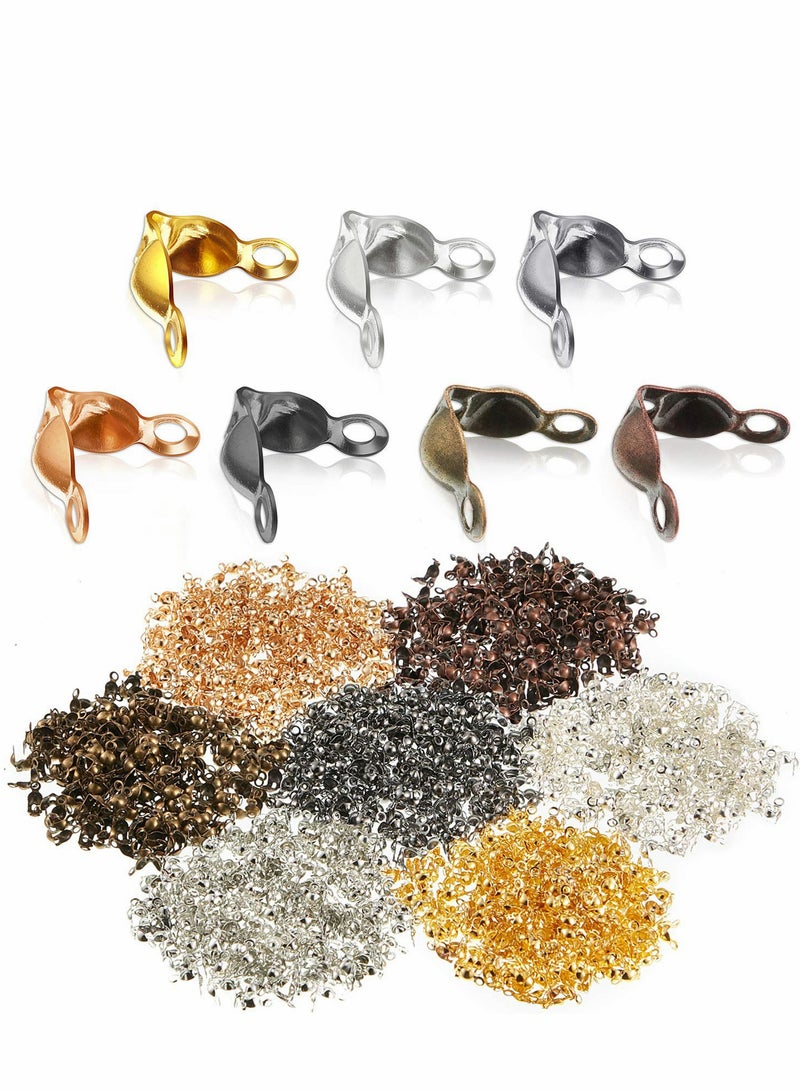 KASTWAVE Bead Tips Knot Covers, 1400 Pcs Clamshell Crimp Beads Set Jewelry Making for Covers Fold-Over DIY Bracelets Necklaces, Multicolor - Image 1