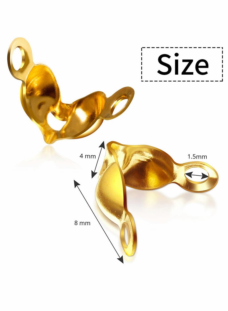 KASTWAVE Bead Tips Knot Covers, 1400 Pcs Clamshell Crimp Beads Set Jewelry Making for Covers Fold-Over DIY Bracelets Necklaces, Multicolor - Image 3