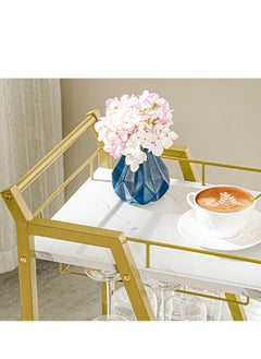 Vparty Bar Cart, Bar Serving Cart with Wheels, 2 Tier Bar Carts for Home Kitchen Dining Room, Kitchen Cart, Rolling Beverage Cart, Cocktail Cart for Home Dining Party  - Image 4