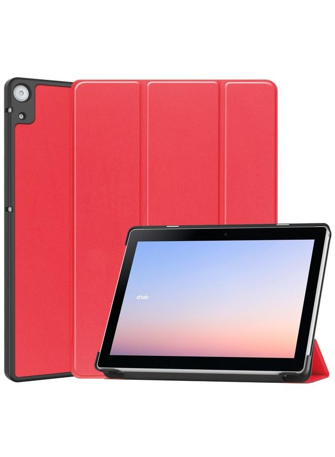 S-TOP Case For Docomo dtab D-51C Custer Texture 3-Fold Holder Leather Tablet Case - Image 1