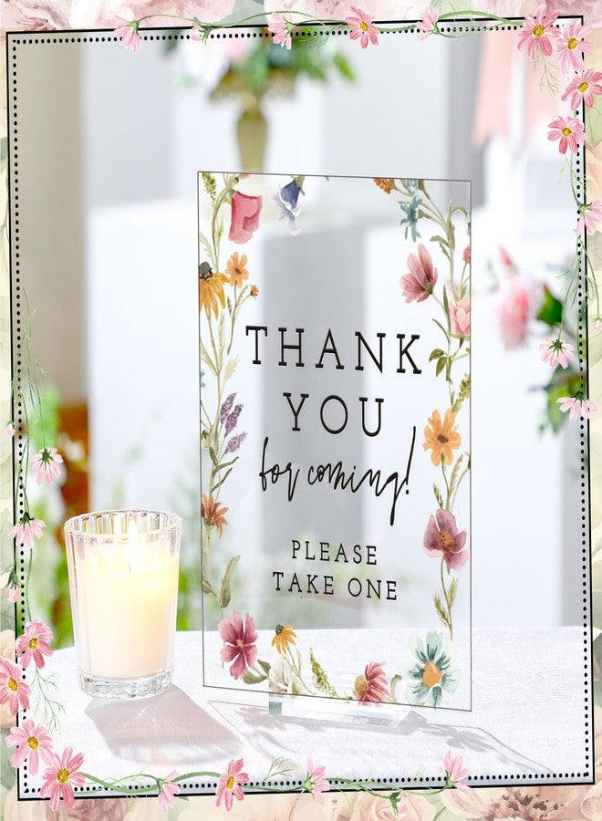 Vercraft 6 Pcs Wildflowers Wedding Table Decorations Take One Sign Thank You Acrylic Sign Centerpieces with Stand 5 x 7" Wedding Birthday Party Decorations for Guests Gifts - Image 2