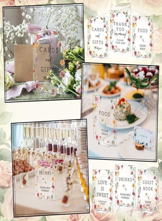 Vercraft 6 Pcs Wildflowers Wedding Table Decorations Take One Sign Thank You Acrylic Sign Centerpieces with Stand 5 x 7" Wedding Birthday Party Decorations for Guests Gifts - Image 5