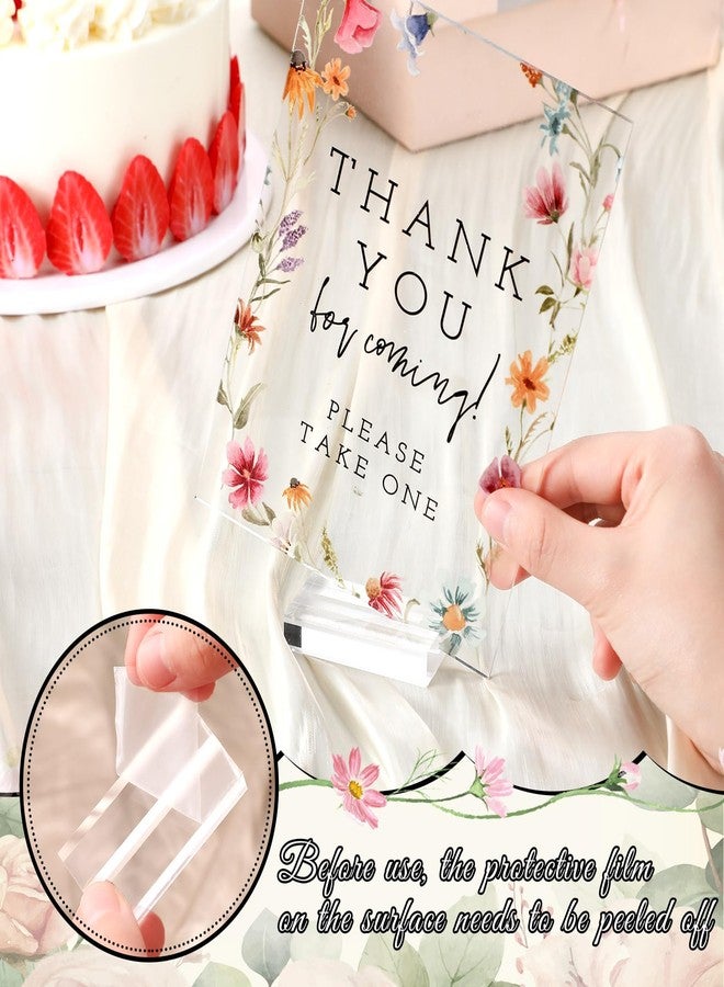 Vercraft 6 Pcs Wildflowers Wedding Table Decorations Take One Sign Thank You Acrylic Sign Centerpieces with Stand 5 x 7" Wedding Birthday Party Decorations for Guests Gifts - Image 4