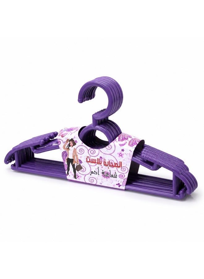 طقم شماعات ملابس بلاستيك متعددة الاستخدامات لتنظيم الدولاب، 6 قطع - بنفسجي - Image 2