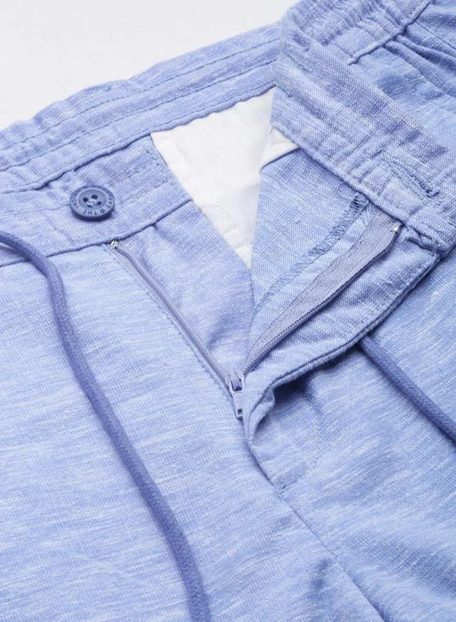 The Indian Garage Co Blue Men Blue Slim Fit Solid Joggers for Men | Best Price UAE