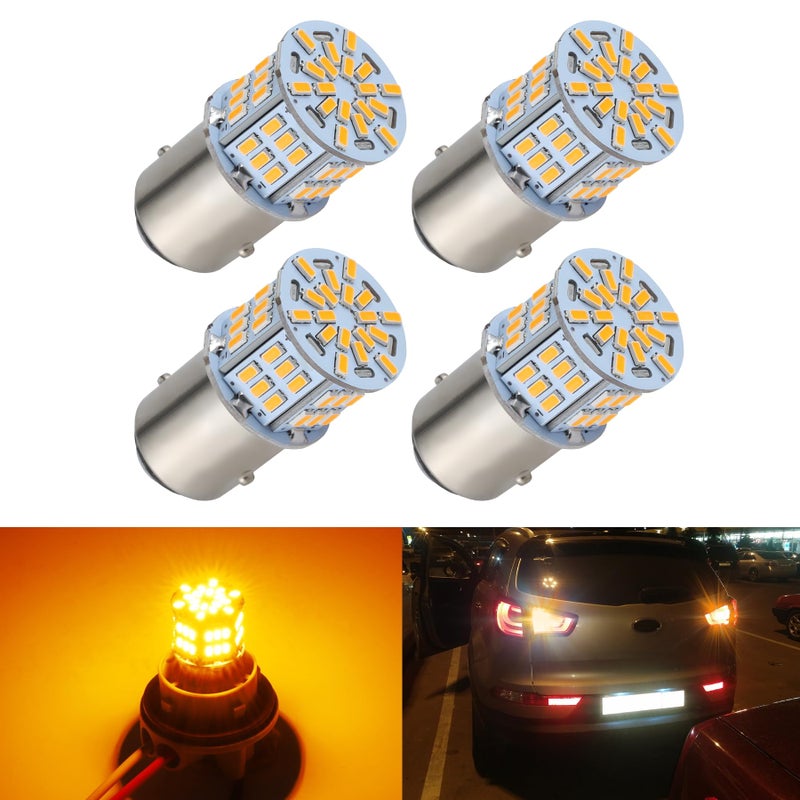 iFunyLED 4PCS 1157 LED Bulb Turn Signal Light 12V24V Super Bright 2357 2057 7528 BAY15D LED Replacement Light Kit Set for Car Turn Signal Blinker Lights Amber Yellow