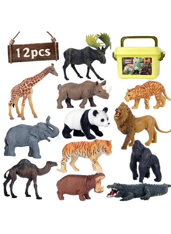 Mini Tudou - Safari Animal Toys Figures 12 Pcs Realistic Jumbo Wild Jungle Animals Figurines Large African Zoo Animal Playset With Lionelephantgiraffe Plastic Animal Learning Toys For Kids Toddlers Boys - Image 1