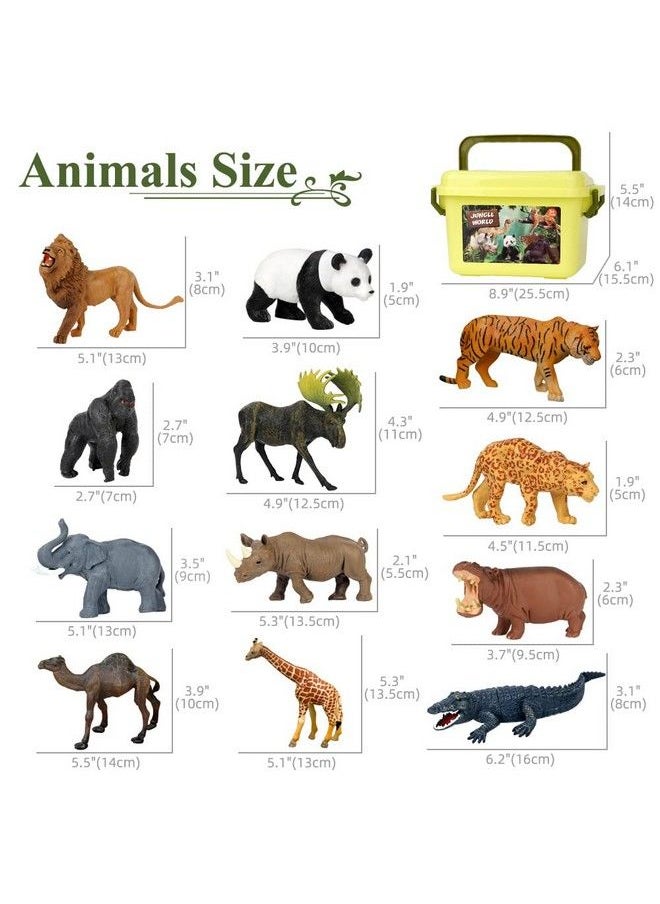 Mini Tudou - Safari Animal Toys Figures 12 Pcs Realistic Jumbo Wild Jungle Animals Figurines Large African Zoo Animal Playset With Lionelephantgiraffe Plastic Animal Learning Toys For Kids Toddlers Boys - Image 1