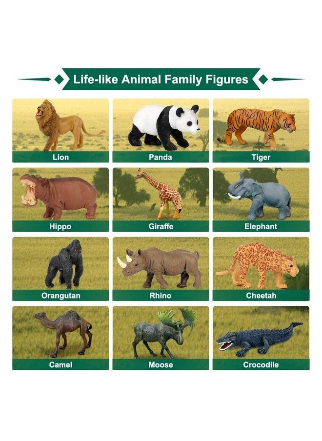 Mini Tudou - Safari Animal Toys Figures 12 Pcs Realistic Jumbo Wild Jungle Animals Figurines Large African Zoo Animal Playset With Lionelephantgiraffe Plastic Animal Learning Toys For Kids Toddlers Boys - Image 1