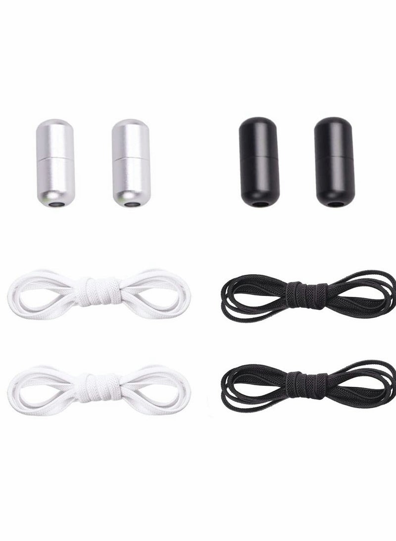 Luckam 4 Pairs of No Tie Shoe Laces Elastic Tieless Shoelaces, One Size Fits All Adult & Kids - Image 1