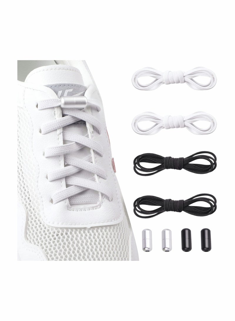 Luckam 4 Pairs of No Tie Shoe Laces Elastic Tieless Shoelaces, One Size Fits All Adult & Kids - Image 2