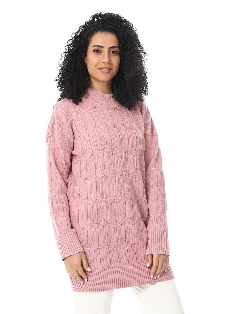 سيزار بلوفر صوف حريمي سادة  مزود بتصميمات متعددة  - Image 3