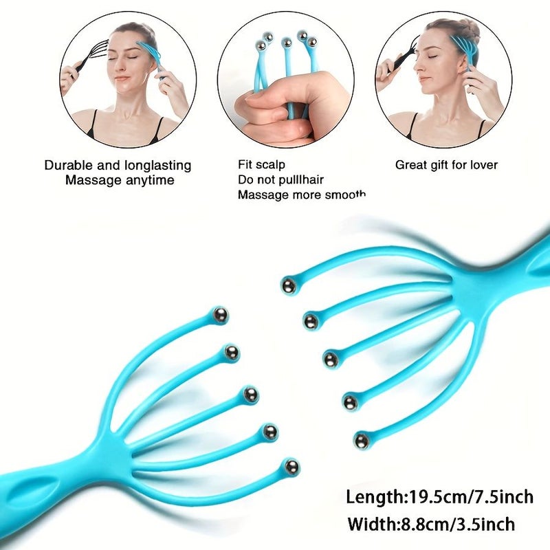 Blue Black Scalp Massager Hand Held Portable Head Massager For Women Spa Relaxation Stress Relief Home Office Travel Use Wet Dry 2 Pack - Image 5