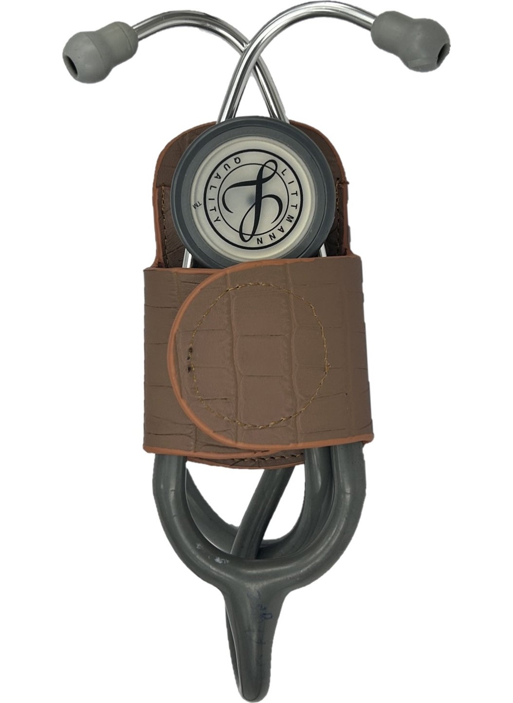 Çanta Yurdu - Genuine Leather Stethoscope Holder Organizer Holder Crocodile Tan - Image 1