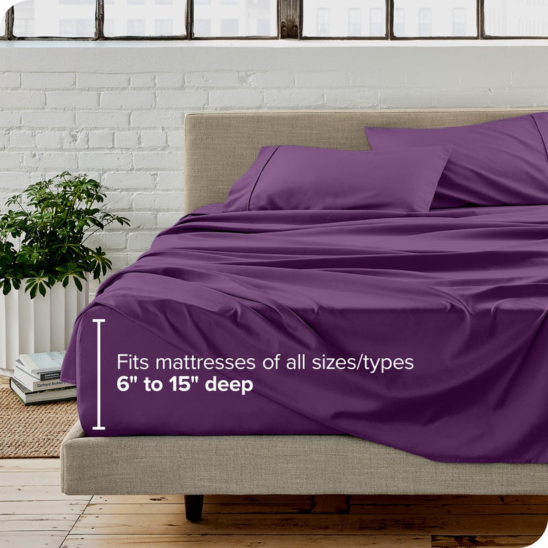 Bare Home Queen Sheet Set - Luxury 1800 Ultra-Soft Microfiber Queen Bed Sheets - Double Brushed - Deep Pockets - Easy Fit - 4 Piece Set - Bedding Sheets & Pillowcases (Queen, Plum) - Image 5