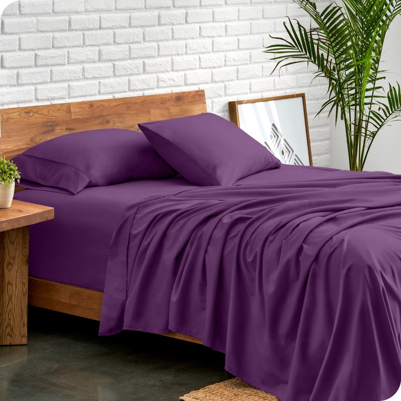 Bare Home Queen Sheet Set - Luxury 1800 Ultra-Soft Microfiber Queen Bed Sheets - Double Brushed - Deep Pockets - Easy Fit - 4 Piece Set - Bedding Sheets & Pillowcases (Queen, Plum) - Image 2