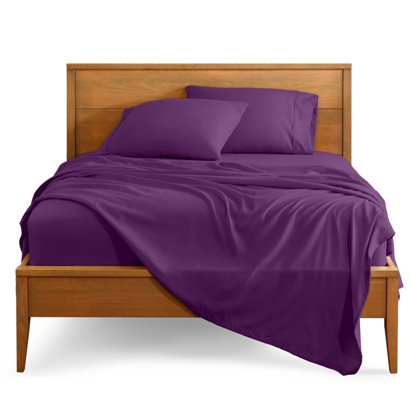 Bare Home Queen Sheet Set - Luxury 1800 Ultra-Soft Microfiber Queen Bed Sheets - Double Brushed - Deep Pockets - Easy Fit - 4 Piece Set - Bedding Sheets & Pillowcases (Queen, Plum) - Image 1