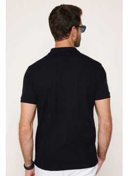 Tudors Men's Slim Fit Narrow Cut Cotton Soft Textured Cool Keeping Fabric Plain Pique Black Polo Collar T-Shirt  - Image 4