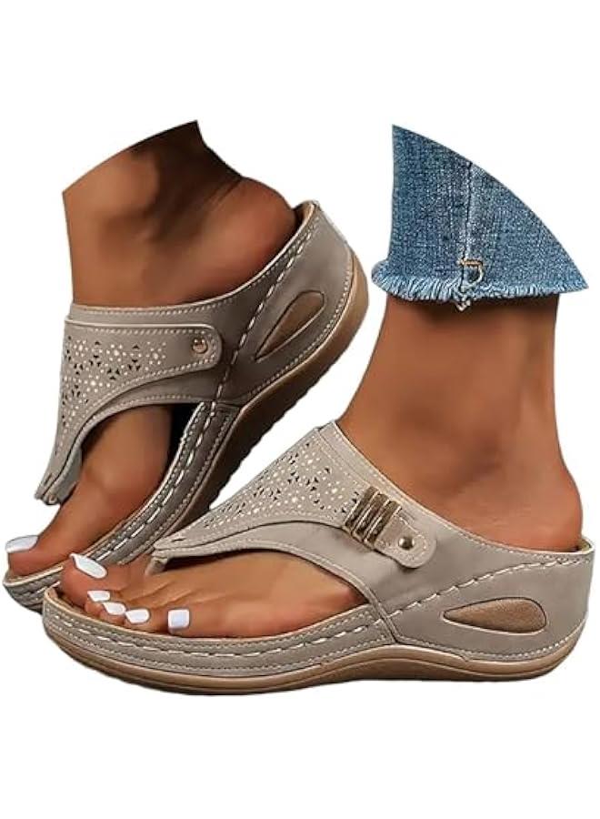 Arabest Comfortable Women's Orthopedic Arch Support Wedge Sandals for Summer Dress, Non Slip Flip Flops 2025 - Image 1