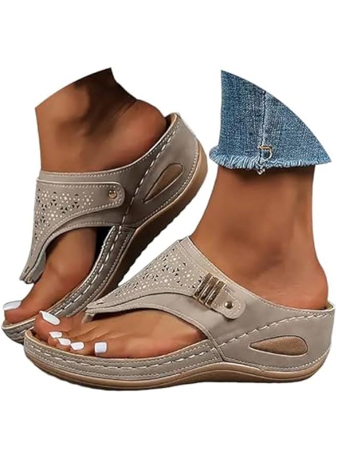 Arabest Comfortable Women's Orthopedic Arch Support Wedge Sandals for Summer Dress, Non Slip Flip Flops 2025 - Image 2