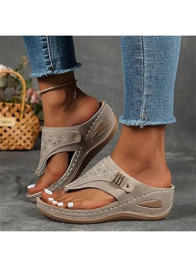 Arabest Comfortable Women's Orthopedic Arch Support Wedge Sandals for Summer Dress, Non Slip Flip Flops 2025 - Image 3