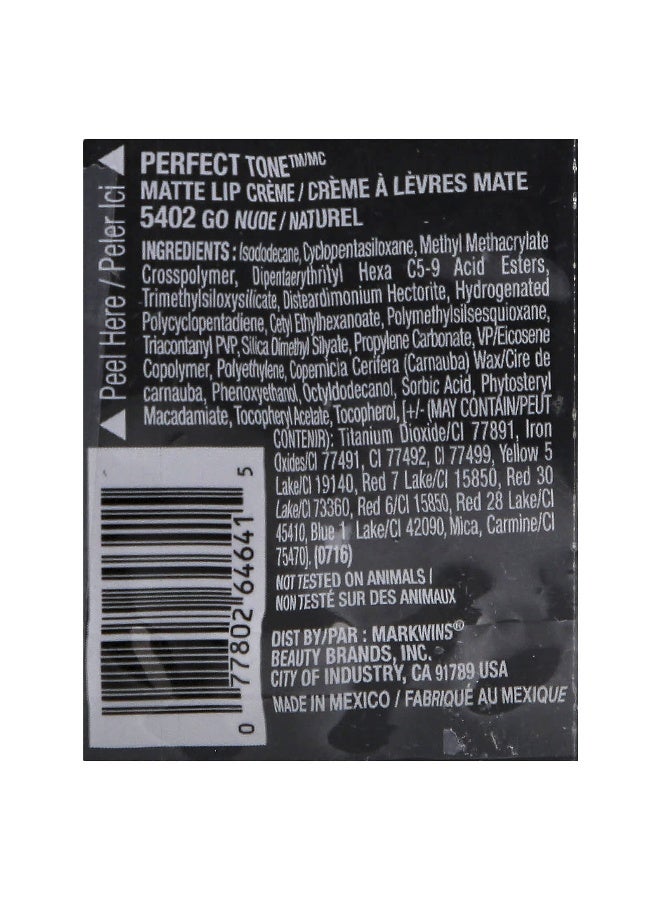 Black Radiance Black Radiance, Perfect Tone, Matte Lip Crème, 5402 Go Nude, 0.17 fl oz (5.1 ml) - Image 2