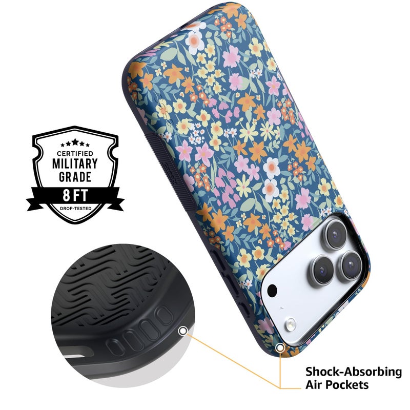 Casely iPhone 17 Pro Case | Full Bloom | Navy Floral | Bold Protective Design | Compatible with MagSafe - Image 4