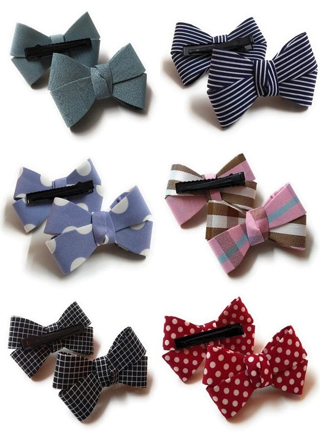 BAKEFY 6 piece BOW CLIP Stylish Hair Accessories, Hair Bows, Ribbon Bows with Alligator Clip/Hair Pins/Hair Clips For Toddlers/Kids/Baby/Girls/Women. Pack Of 6, MULTICOLOR - Image 1