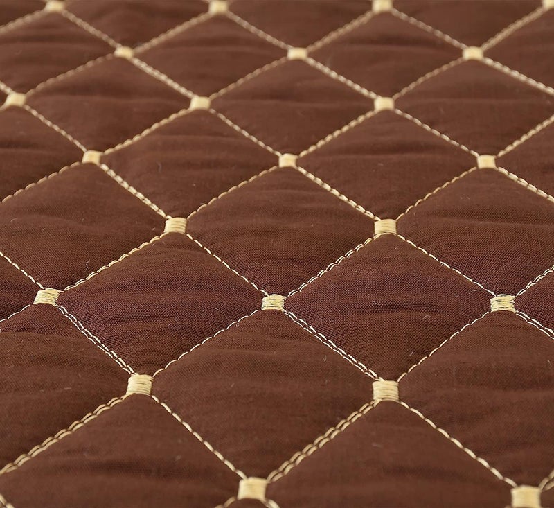 Shri Anand Creations 200TC Quilted Velvet Bed Runner Scarf with Matching Cushion Covers/Slipcovers| Luxurious Decorative Bed Linen Set| Perfect for Bedroom, Hotel or Guest Rooms Bedding (Brown) - Image 3