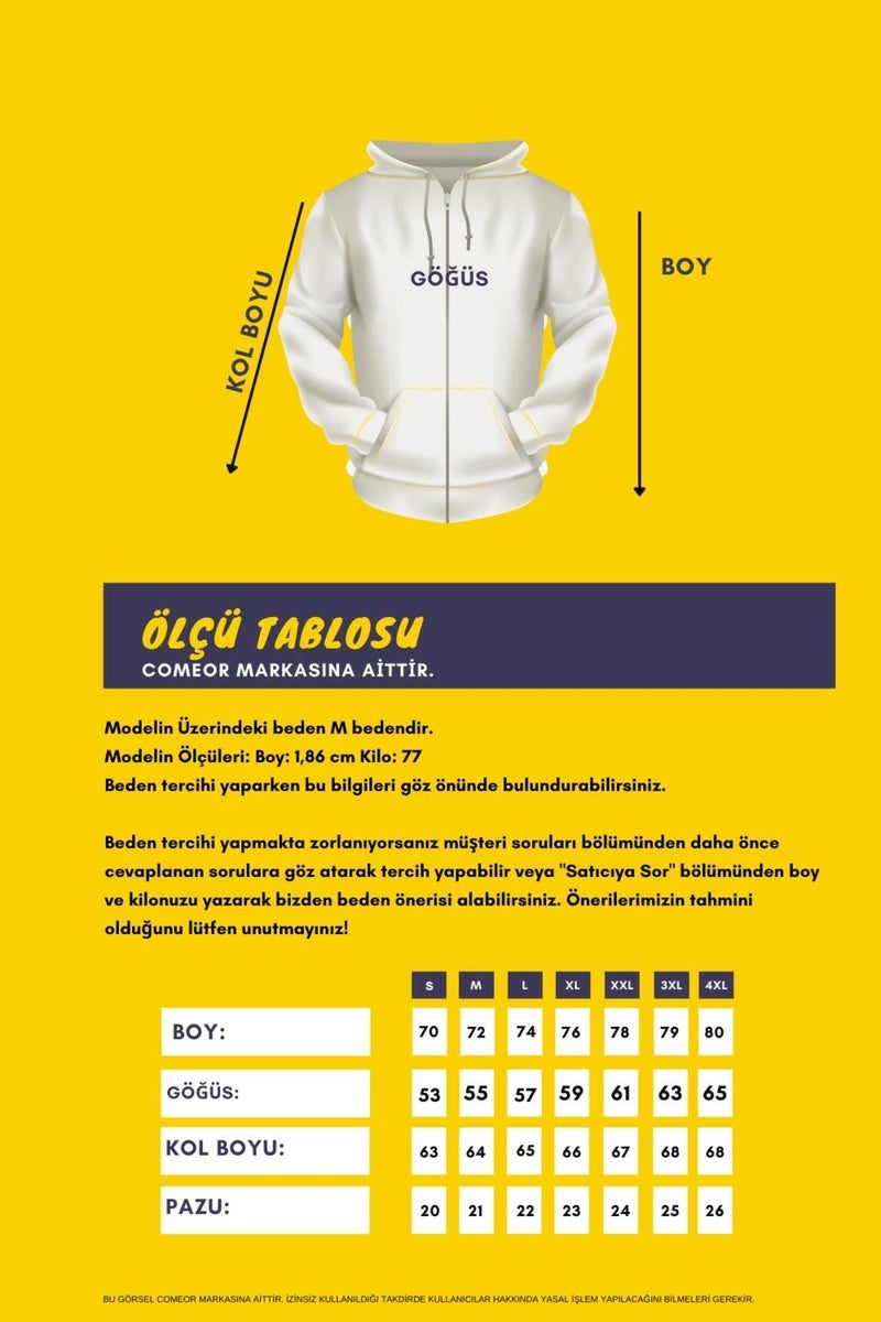 Comeor Anthracite Kangaroo Pocket Hooded Zippered Cotton Inside Men's Sweatshirt - Image 2