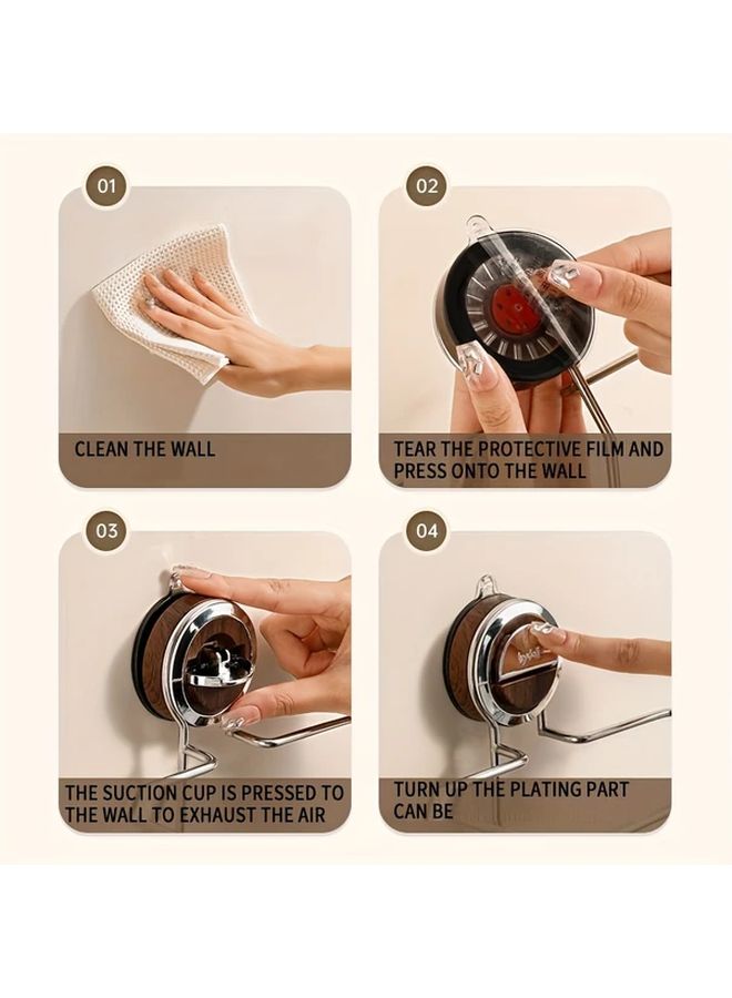Walnut Suction Towel Holder Wall Mounted Toilet Paper Roll Shelf Punch Free Bathroom Hardware - Image 2