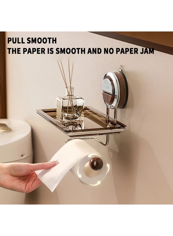 Walnut Suction Towel Holder Wall Mounted Toilet Paper Roll Shelf Punch Free Bathroom Hardware - Image 5