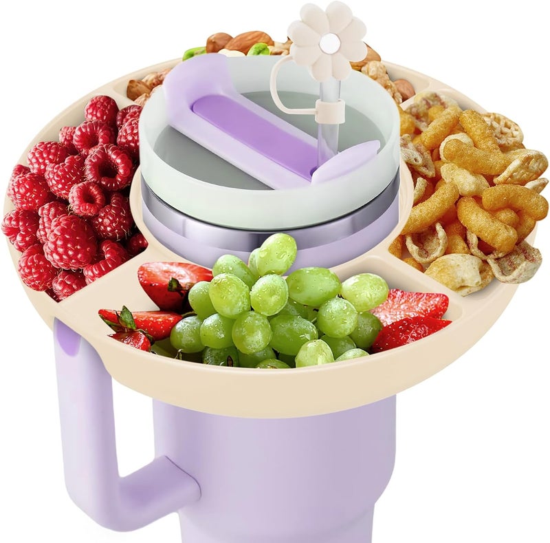 insefocc 2025 Latest model Stanley Cup 40 oz Snack Bowl with Handle Compatible with Stanley Cup40 oz with Handle Stanley Accessories Silicone White Snack Bowl - Image 1
