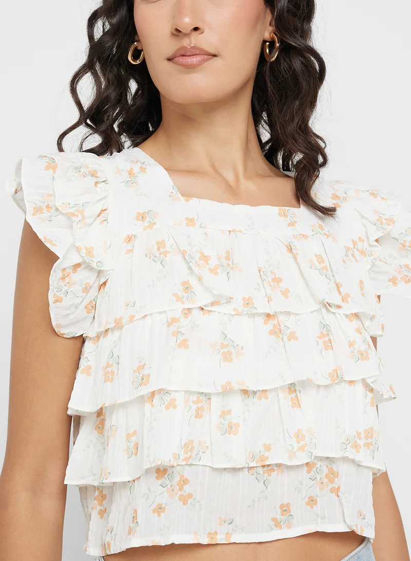 Ginger Ruffle Printed Top