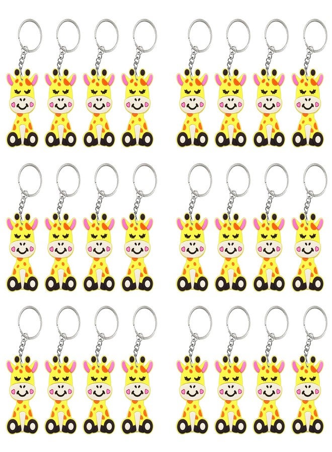 Elecrainbow 24 Pack Giraffe Keyring Pack Party Favor for Giraffe Lover, Guest Return Gift, Wild Animal Themed Party, Birthday - Image 2