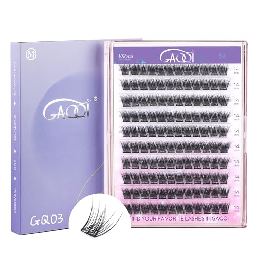 GAQQI Lash Clusters Eyelash Clusters 120PCS C Curve Individual Lashes Wispy Cluster Eyelash Extension 14mm Only Natural Looking Cluster Lashes GQ03 C 14mm - Image 1