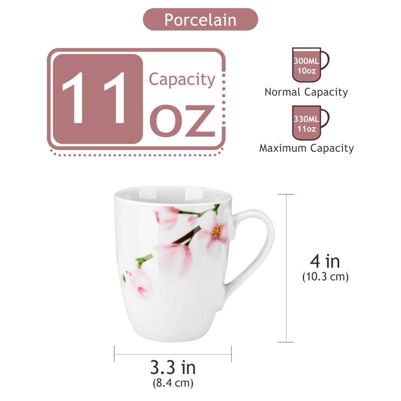 VEWEET Coffee Mugs Set of 6, 11 OZ Coffee Cups Set with Handle, Floral Mug Sets Ceramic Cup Set for Kitchen, Microwave & Dishwasher Safe, Series ANNIE - Image 3