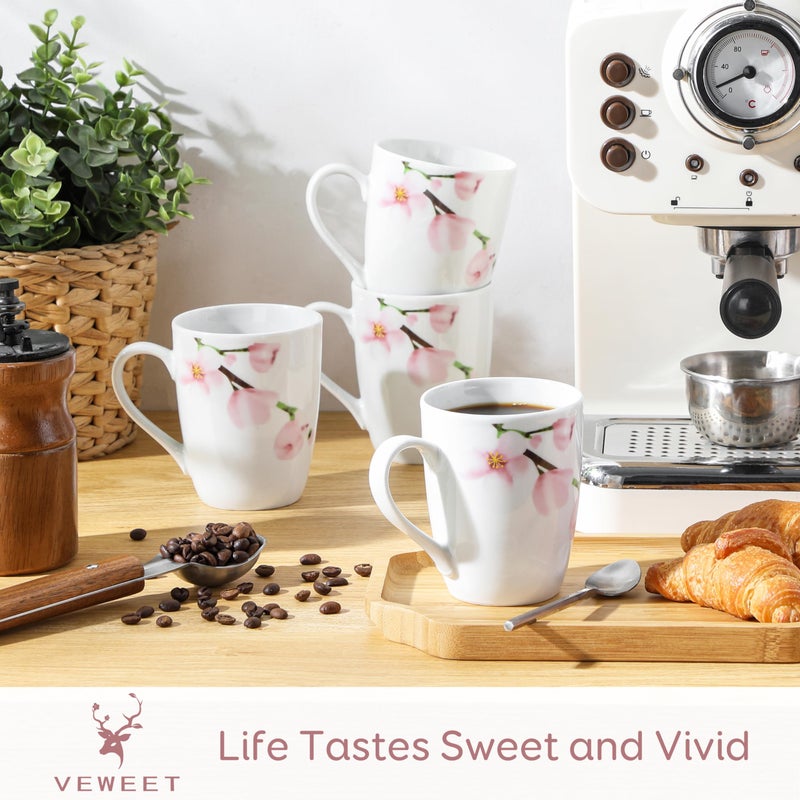 VEWEET Coffee Mugs Set of 6, 11 OZ Coffee Cups Set with Handle, Floral Mug Sets Ceramic Cup Set for Kitchen, Microwave & Dishwasher Safe, Series ANNIE - Image 2