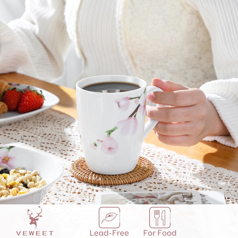 VEWEET Coffee Mugs Set of 6, 11 OZ Coffee Cups Set with Handle, Floral Mug Sets Ceramic Cup Set for Kitchen, Microwave & Dishwasher Safe, Series ANNIE - Image 4