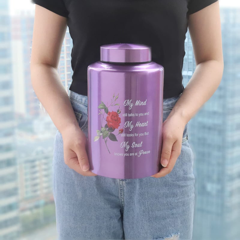 DAIFFUNE Up To 200 Lbs Large Urns For Adult Human Cremation Urn Ashes Decorative Urn For Human Ashes With Rose Urn With Velvet Bag - Image 5