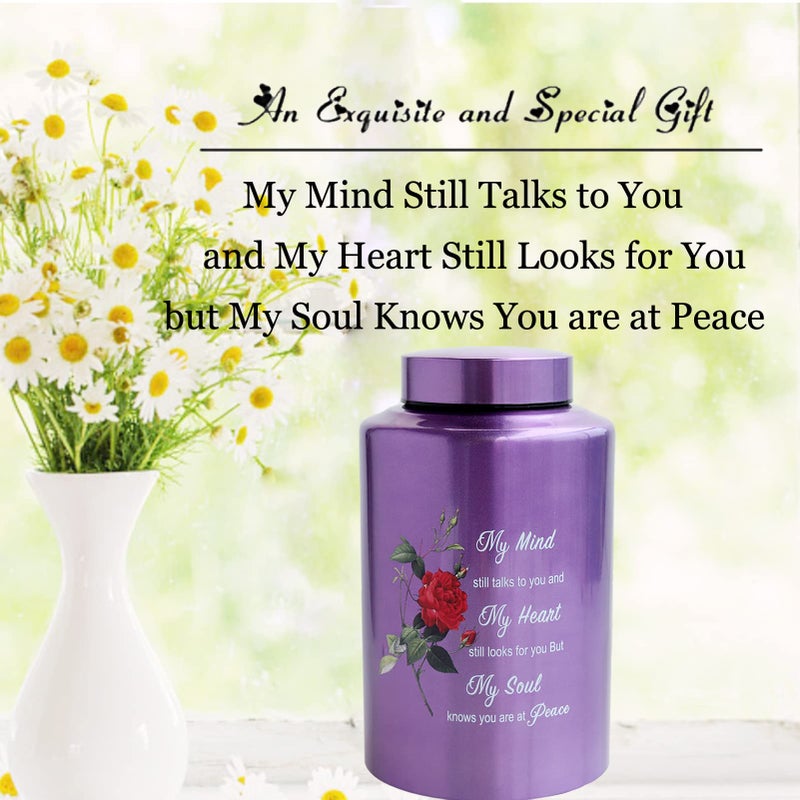 DAIFFUNE Up To 200 Lbs Large Urns For Adult Human Cremation Urn Ashes Decorative Urn For Human Ashes With Rose Urn With Velvet Bag - Image 2